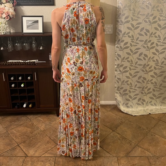 SOLD NWT Veronica Beard floral Maxi Dress w/ slit White w/ multi color flowers 2 - Picture 4 of 8